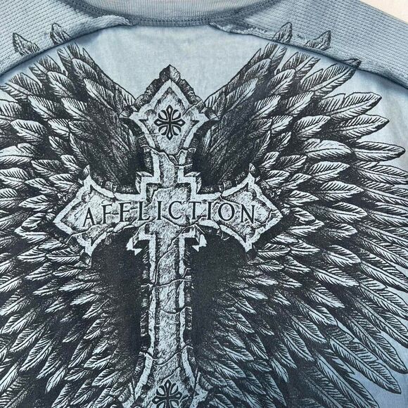 Affliction Angel Wings Cross Dip Dye Tee Jesse Pinkman Goth 2000s Y2k Size M - Picture 5 of 7